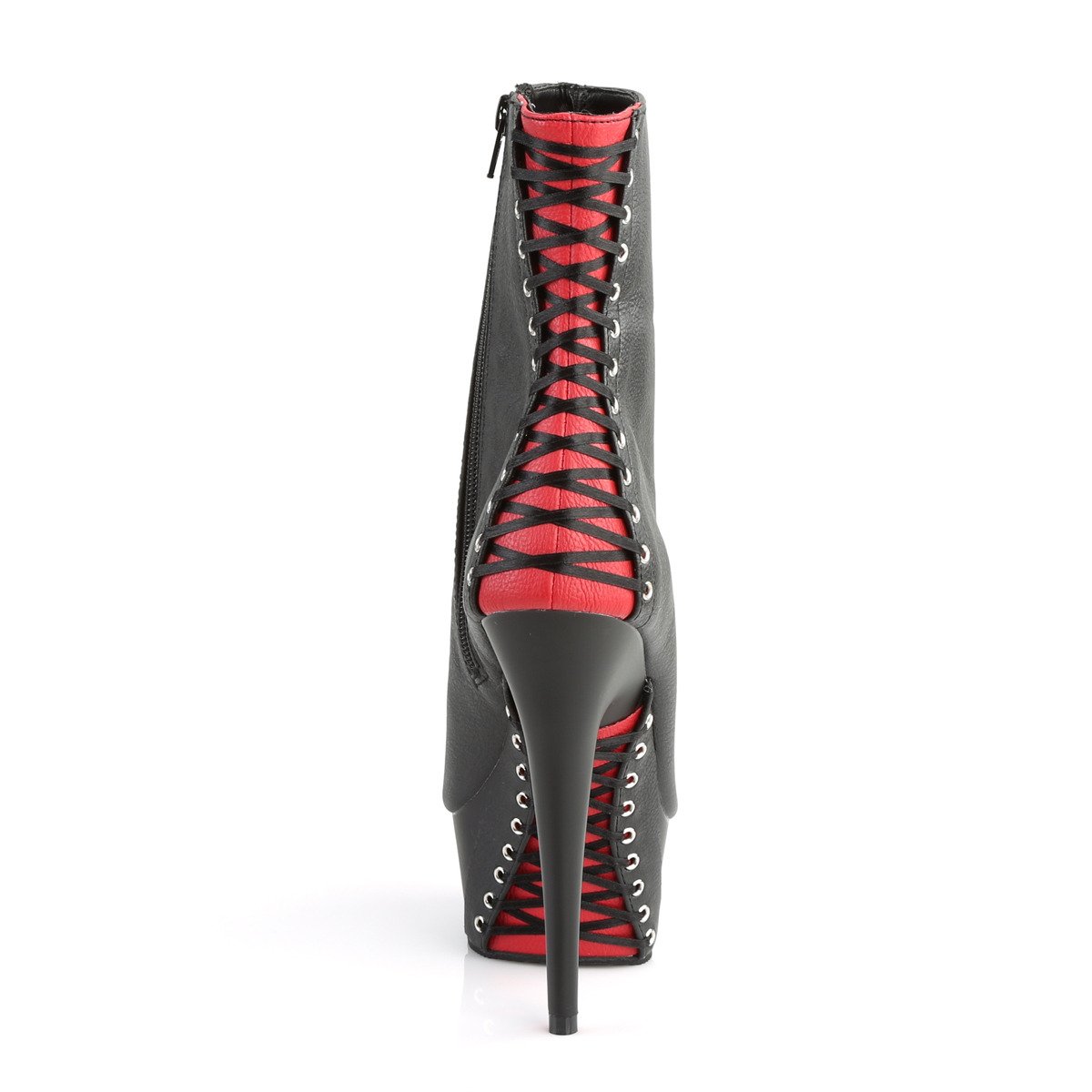Pleaser Delight-1025 B-RPU/B - Čierne kotníkové čižmy na platforme s vysokými podpätkami