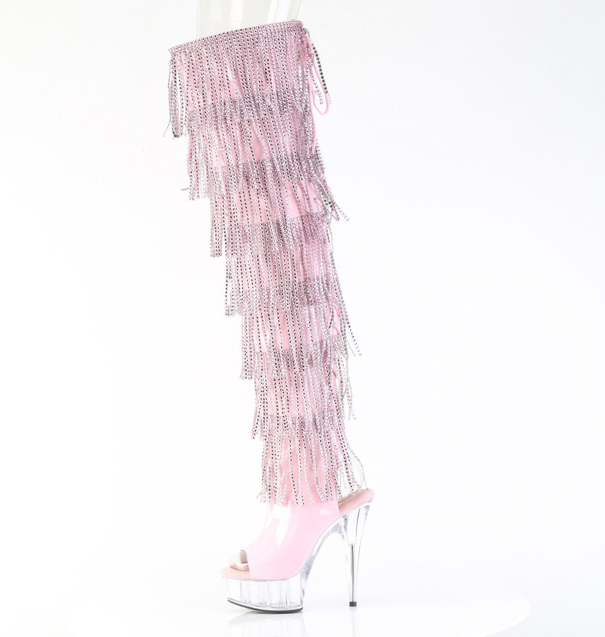 Pleaser Delight-3017HG-RSF BPHG/C - Lesklé ružové čižmy s otvorenou špičkou na platforme s vysokými podpätkami