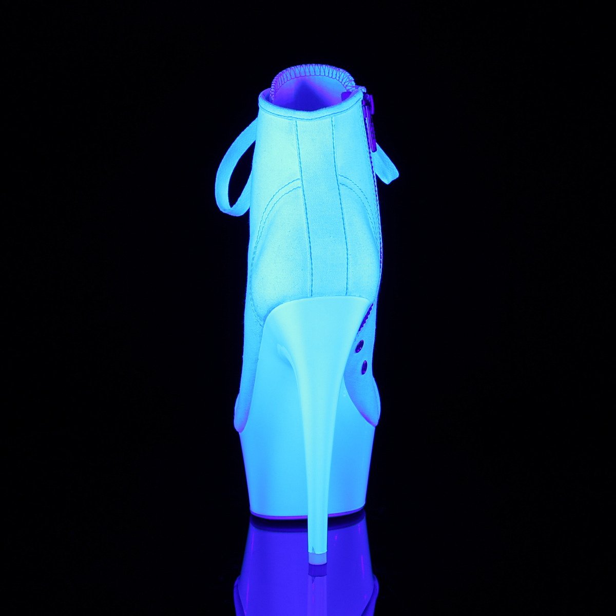 Pleaser Delight-600SK-02 WCA/NW - Biele kotníkové čižmy na platforme s vysokými podpätkami