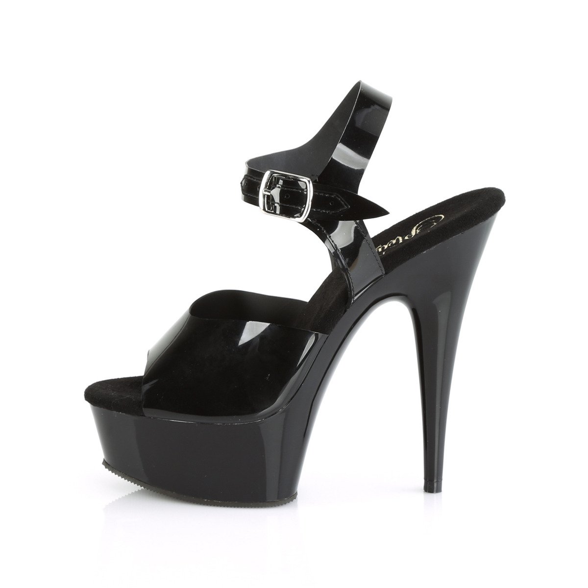 Pleaser Delight-608N BTPU/M - Čierne sandále na platforme s vysokými podpätkami