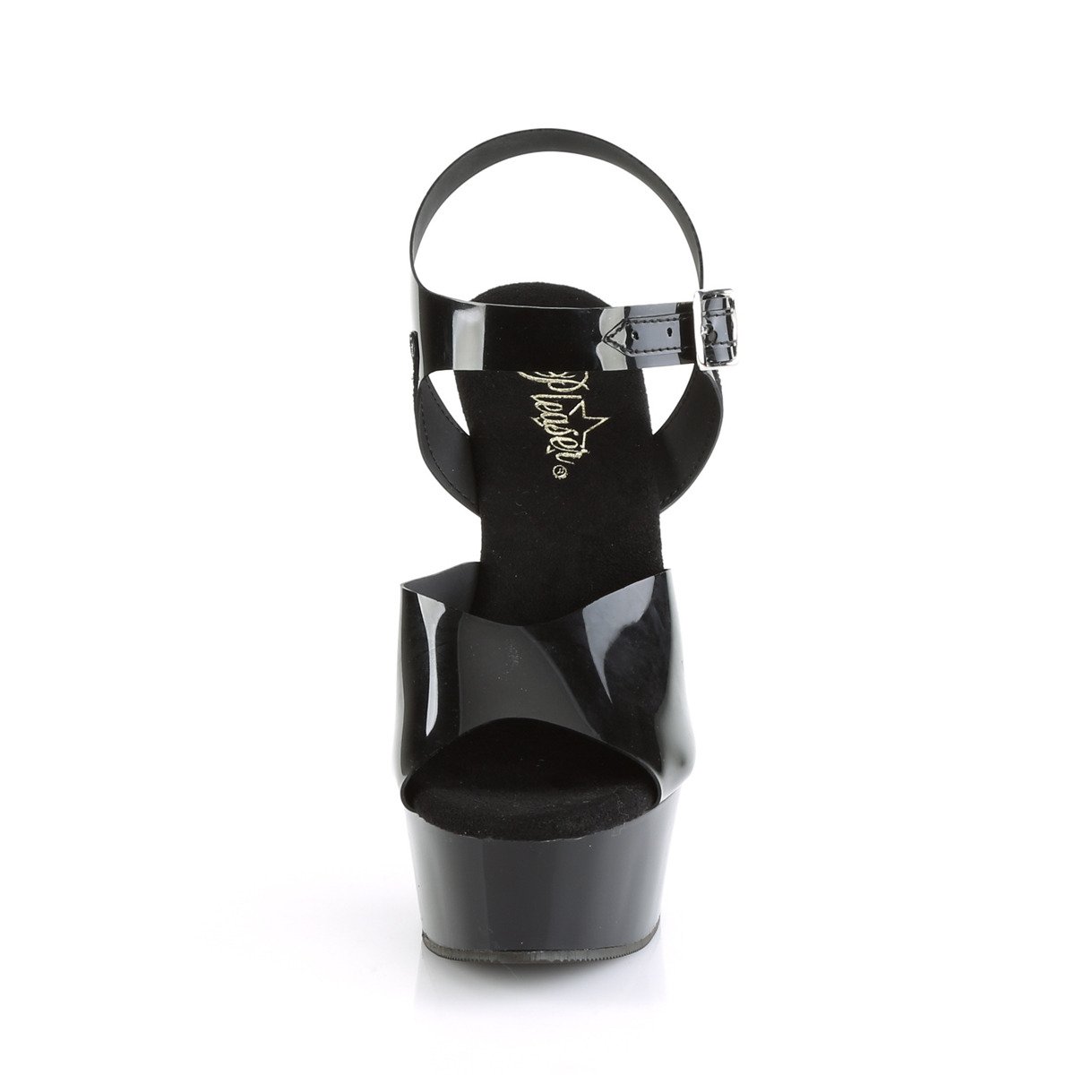 Pleaser Delight-608N BTPU/M - Čierne sandále na platforme s vysokými podpätkami