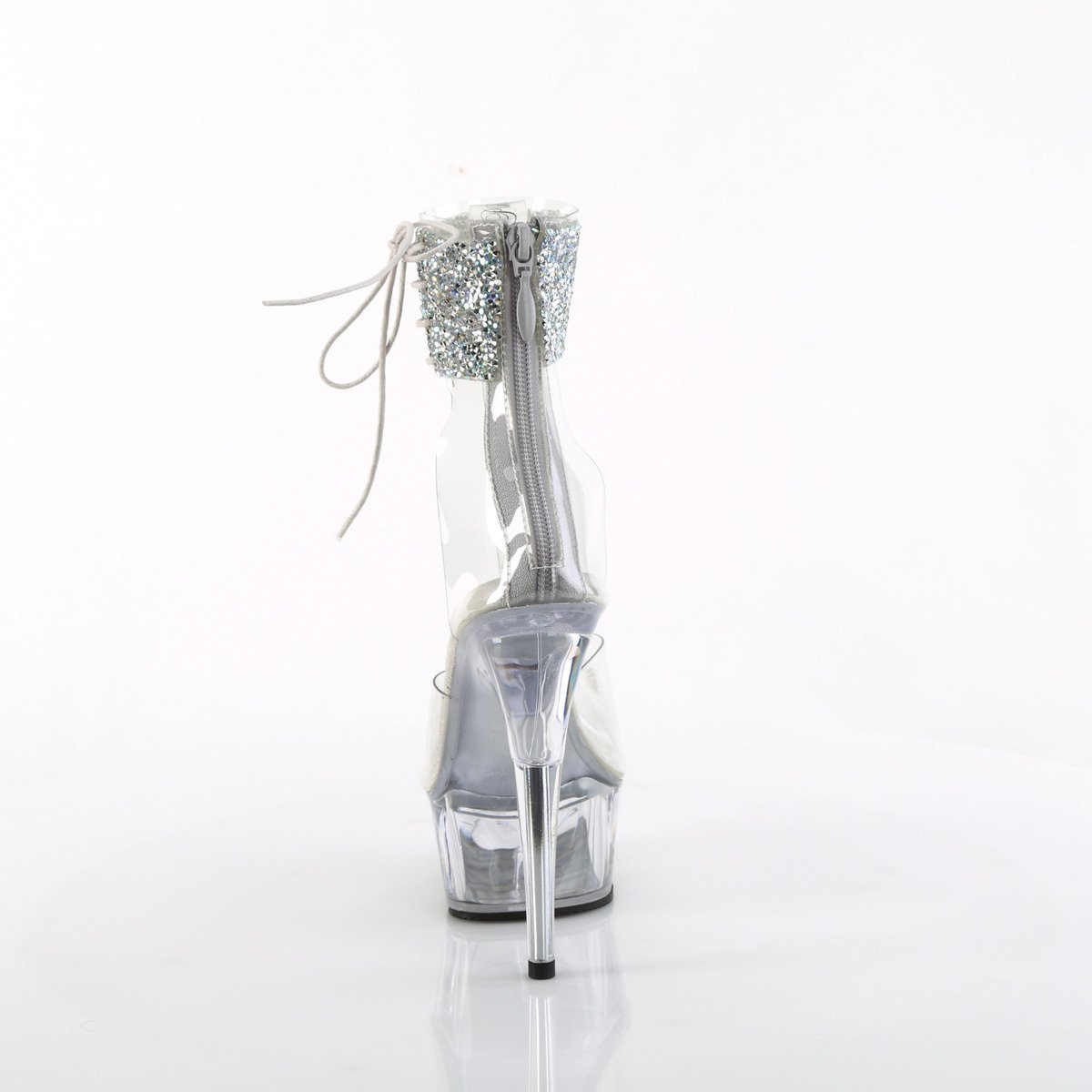 Pleaser Delight-624RS-02 C-SRS/C - Priehľadné topánky s remienkom cez kotník na platforme s vysokými podpätkami