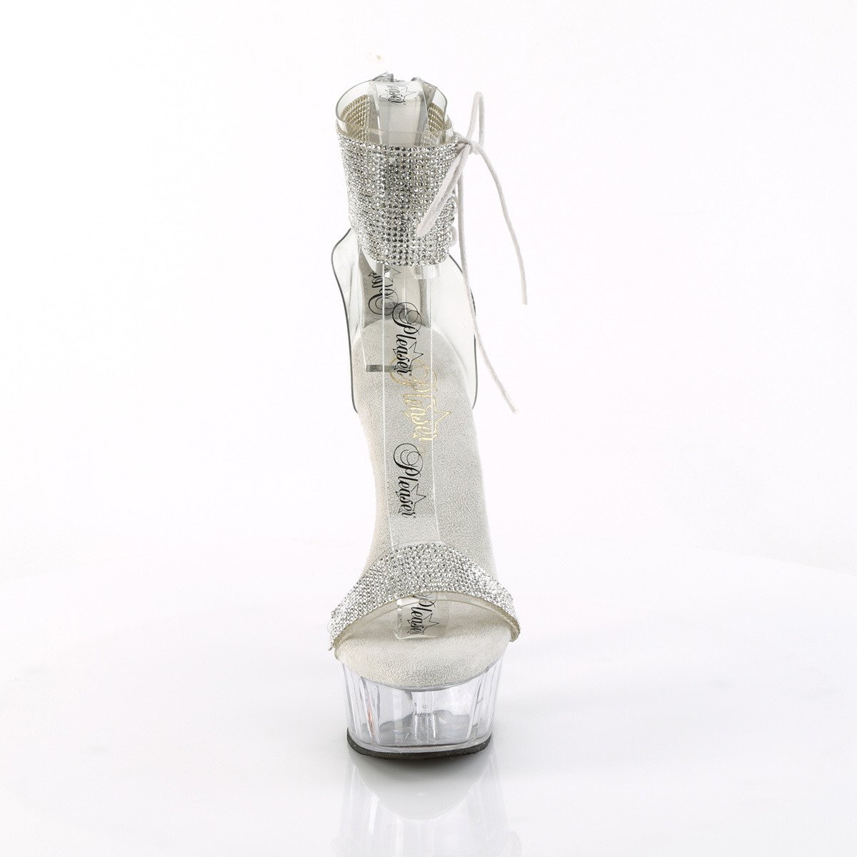 Pleaser Delight-627RS C-S/C - Priehľadné topánky s remienkom cez kotník na platforme s vysokými podpätkami