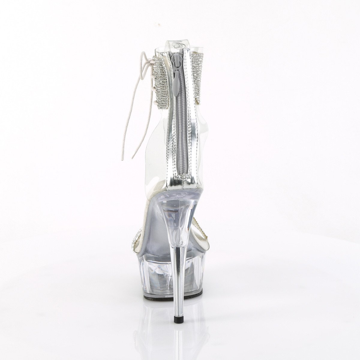 Pleaser Delight-627RS C-S/C - Priehľadné topánky s remienkom cez kotník na platforme s vysokými podpätkami