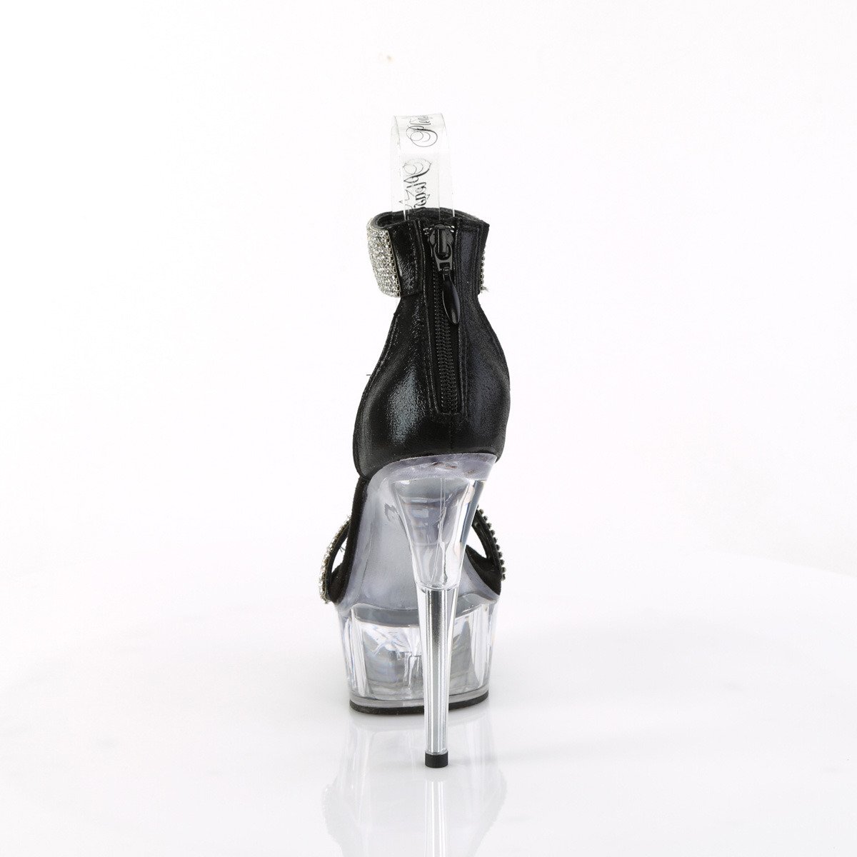 Pleaser Delight-641 BFA/C - Čierne topánky s remienkom cez kotník na platforme s vysokými podpätkami