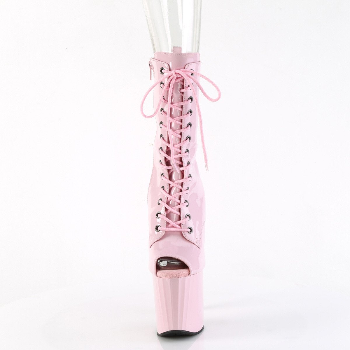 Pleaser Enchant-1041 BP/M - Lesklé ružové kotníkové čižmy na vysokej platforme