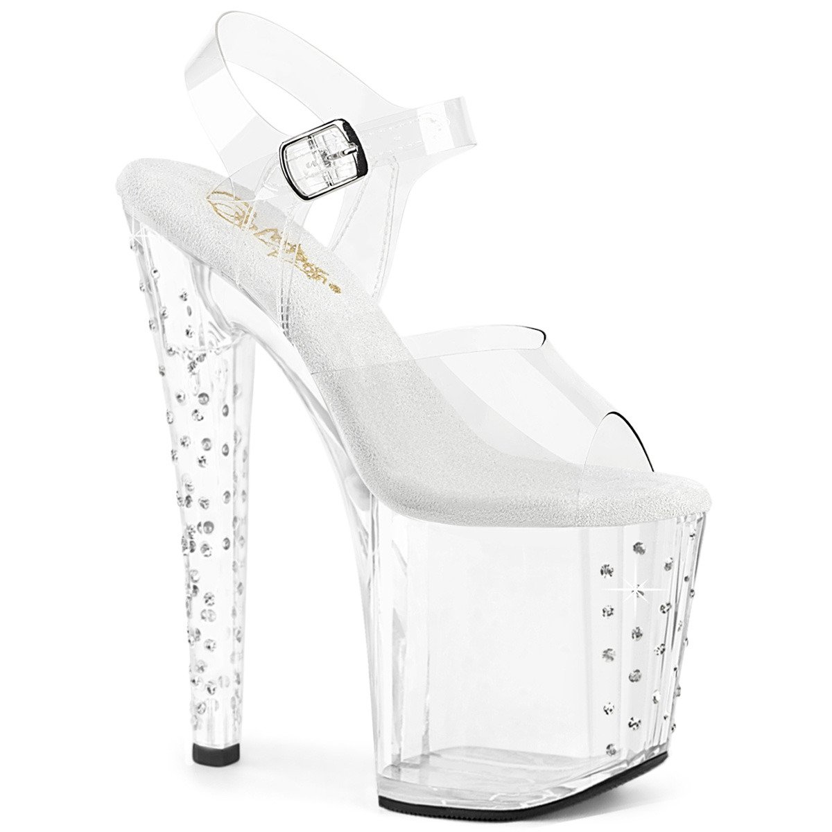 Pleaser Enchant-708RS C/M - Priehľadné sandále na vysokej platforme