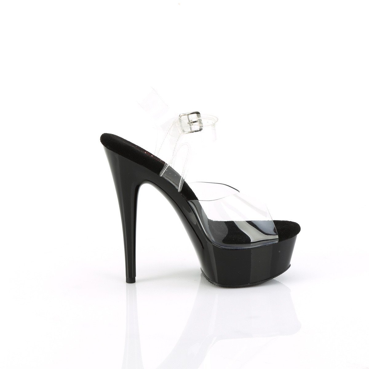 Pleaser Excite-608 C/B - Priehľadné sandále na platforme s vysokými podpätkami