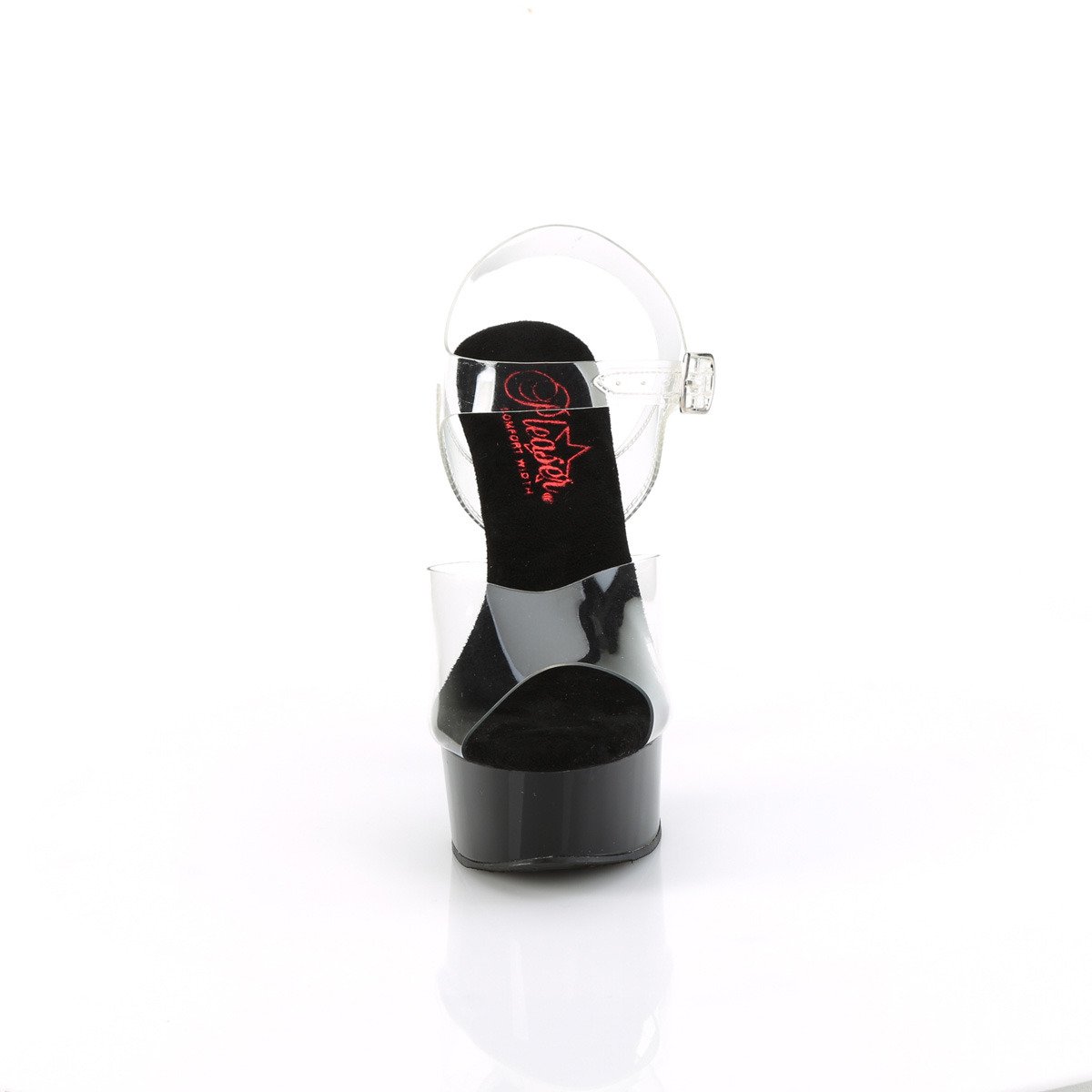 Pleaser Excite-608 C/B - Priehľadné sandále na platforme s vysokými podpätkami