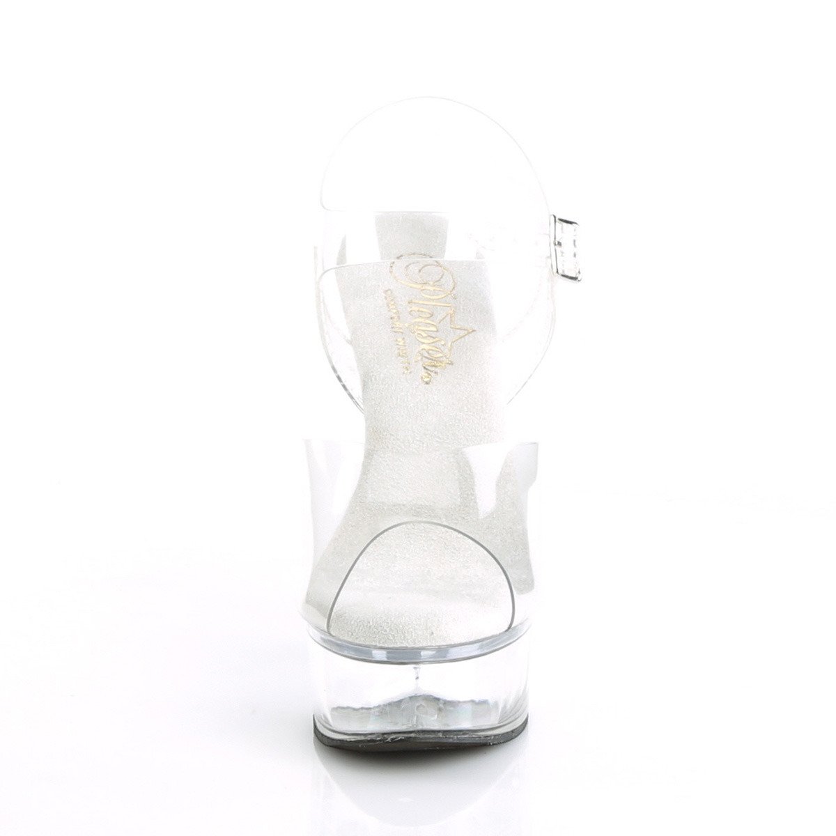 Pleaser Excite-608 C/M - Priehľadné sandále na platforme s vysokými podpätkami