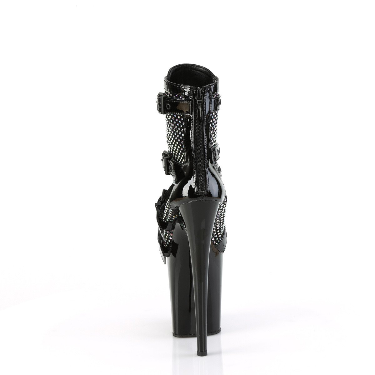 Pleaser Flamingo-1013RM B-RS/M - Lesklé čierne kotníkové čižmy na vysokej platforme