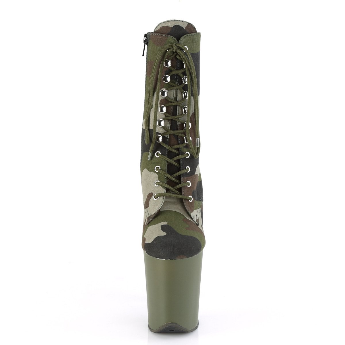 Pleaser Flamingo-1020CAMO GRN/DOL - Zelené kotníkové čižmy na vysokej platforme