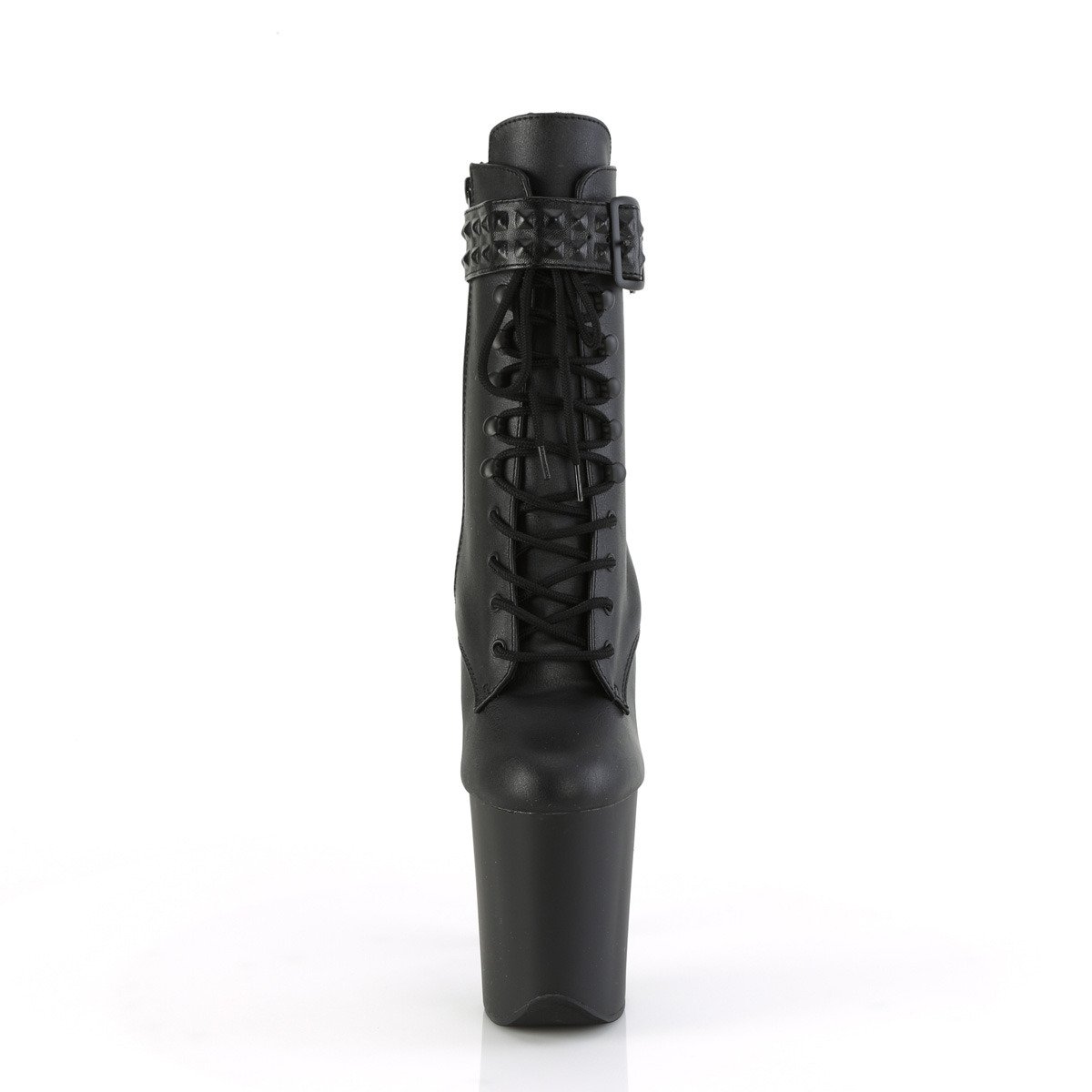 Pleaser Flamingo-1020STR BPU/M - Čierne kotníkové čižmy na vysokej platforme