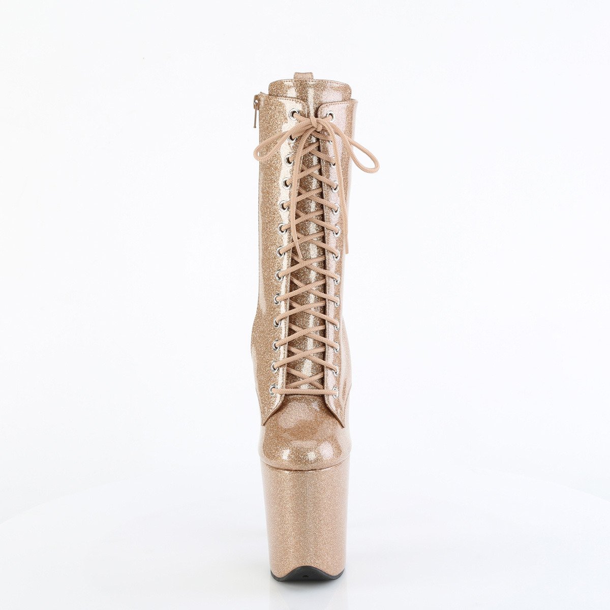 Pleaser Flamingo-1040GP GG/M - Lesklé zlaté kotníkové čižmy na vysokej platforme