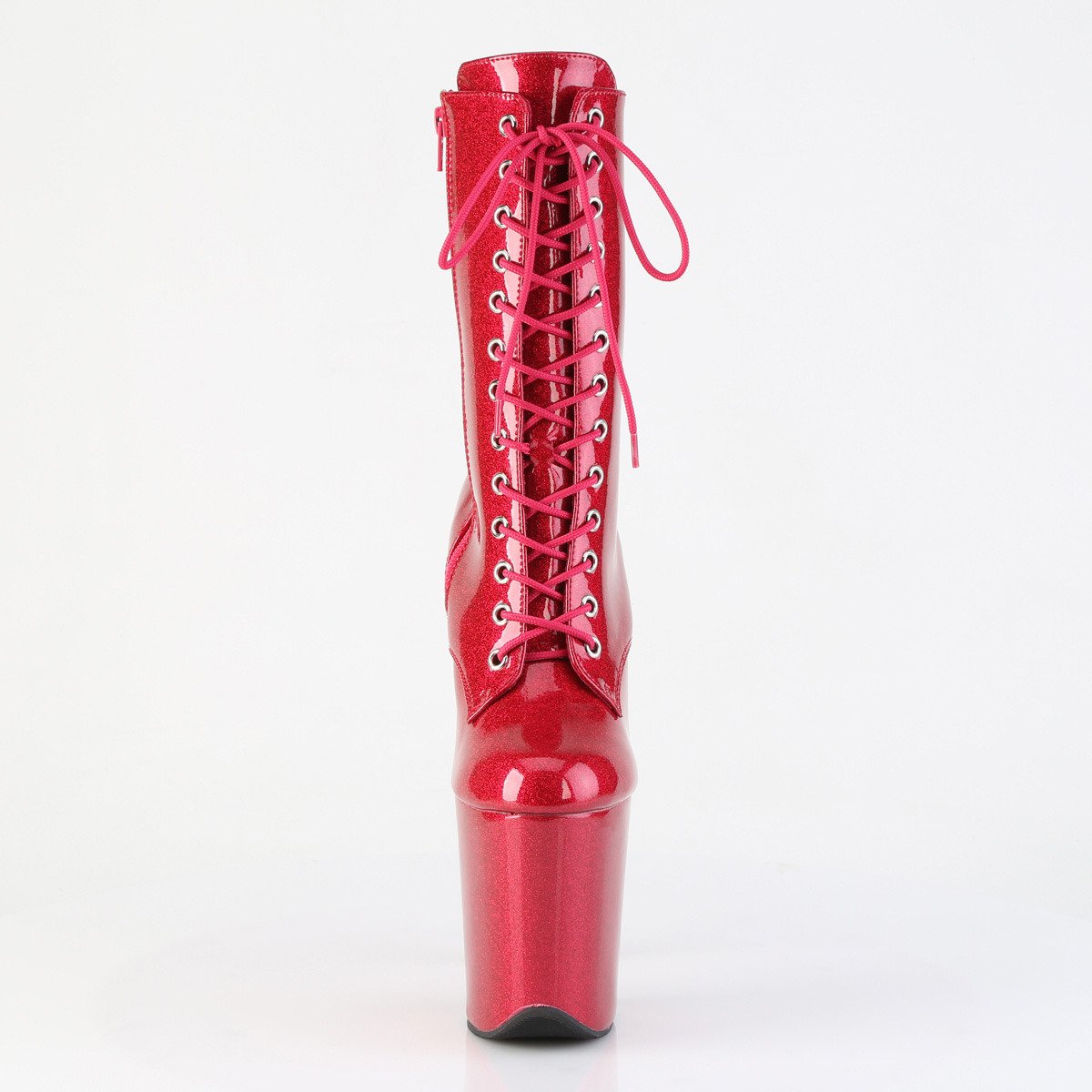 Pleaser Flamingo-1040GP FSG/M - Lesklé fialové kotníkové čižmy na vysokej platforme