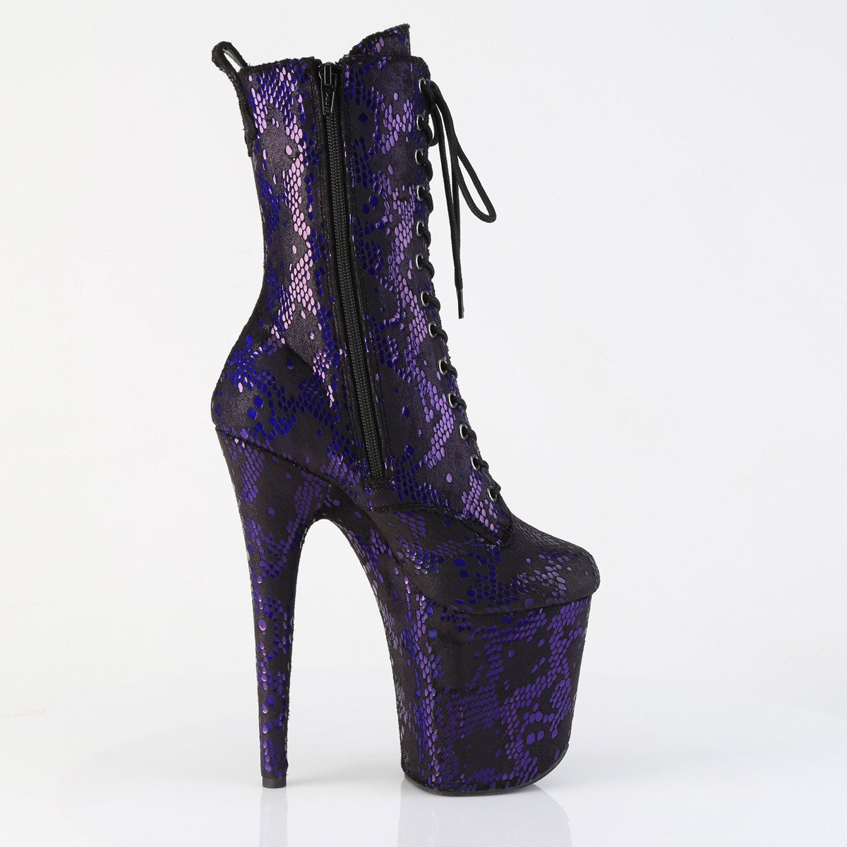 Pleaser Flamingo-1040SPF BLMFA/M - Fialové kotníkové čižmy na vysokej platforme