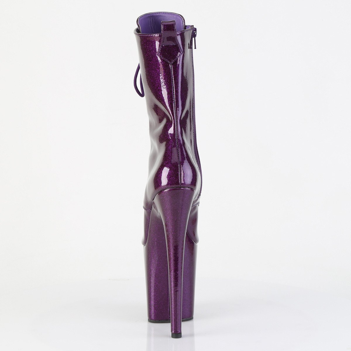 Pleaser Flamingo-1041GP PPG/M - Lesklé fialové čižmy s otvorenou špičkou na vysokej platforme