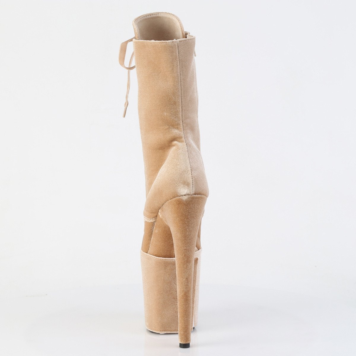 Pleaser Flamingo-1045VEL CR/M - Béžové kotníkové čižmy na vysokej platforme