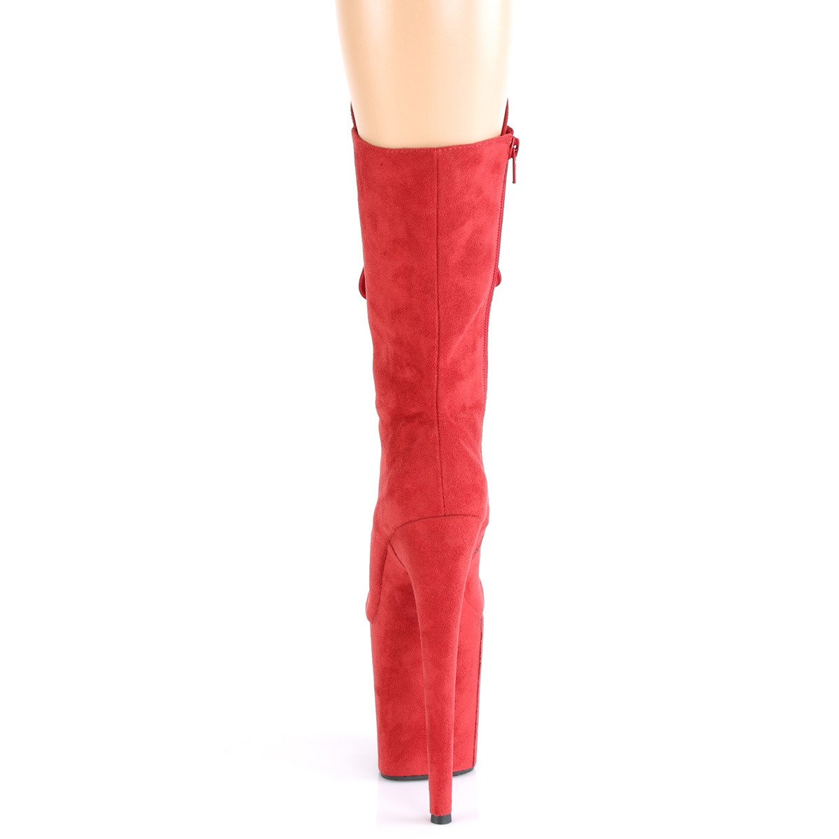 Pleaser Flamingo-1050FS RFS/M - Červené kotníkové čižmy na vysokej platforme