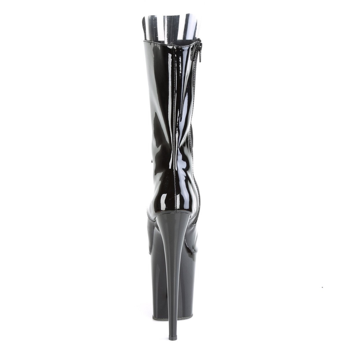 Pleaser Flamingo-1051 B/M - Lesklé čierne čižmy s otvorenou špičkou na vysokej platforme