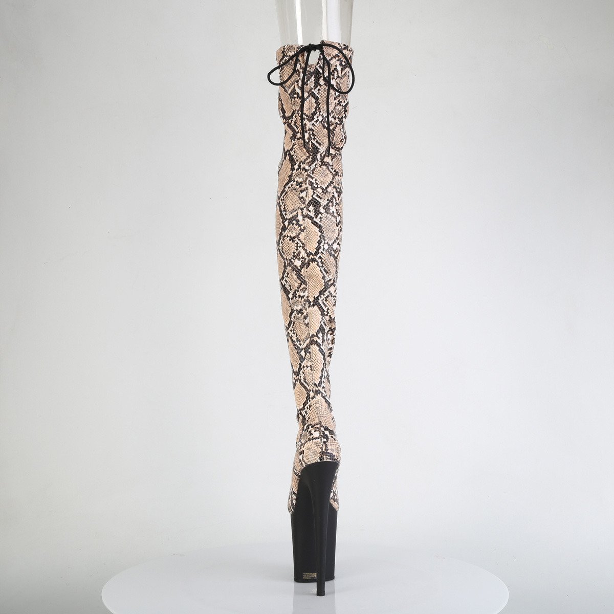 Pleaser Flamingo-3008SP-BT T-BN/B - Béžové čižmy nad kolená na vysokej platforme