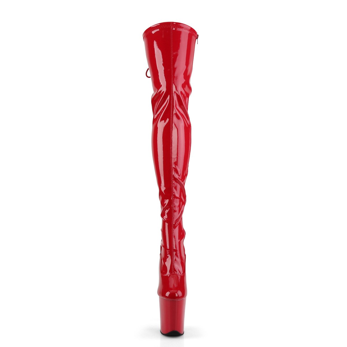 Pleaser Flamingo-3063 R/M - Lesklé červené čižmy nad kolená na vysokej platforme