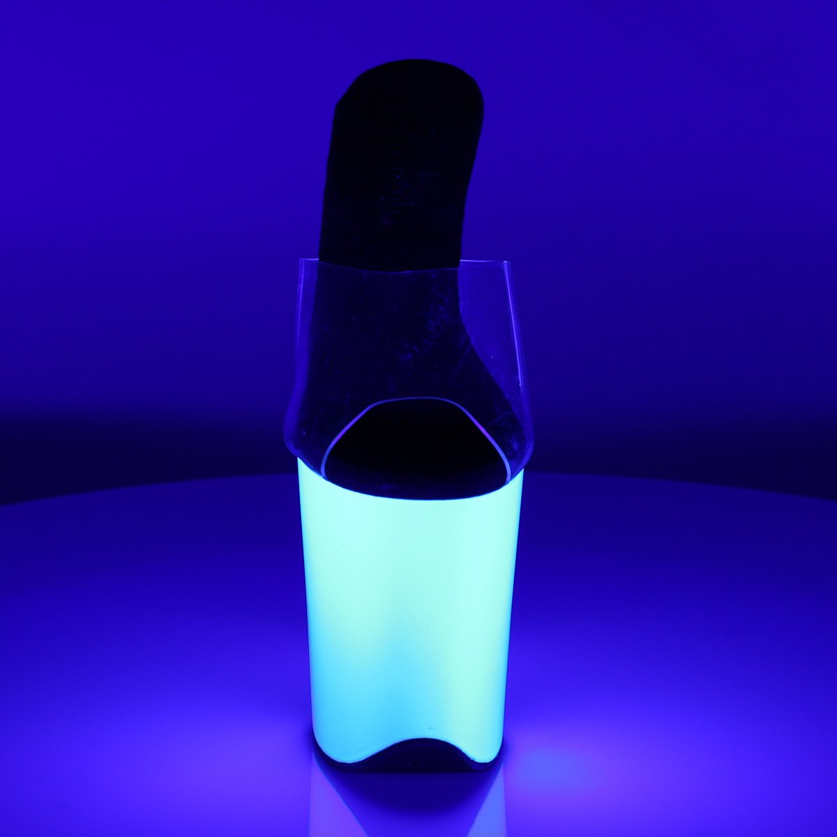 Pleaser Flamingo-801UV C/NW - Priehľadné uv reaktívne sandále na vysokej platforme