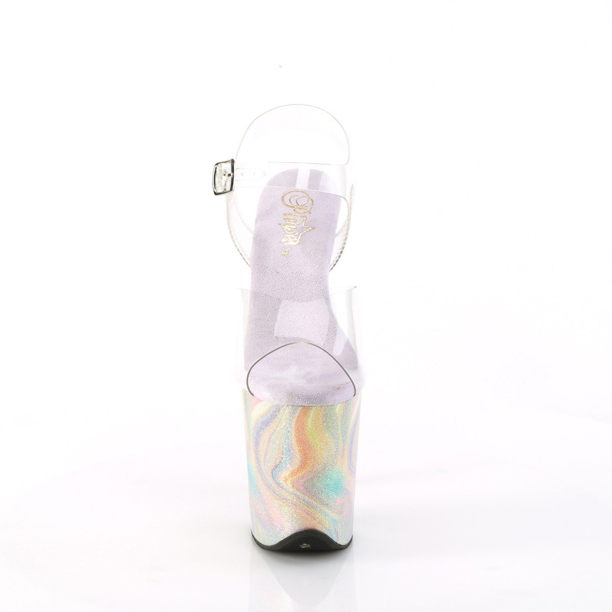 Pleaser Flamingo-808CRF C/LVG - Priehľadné sandále na vysokej platforme