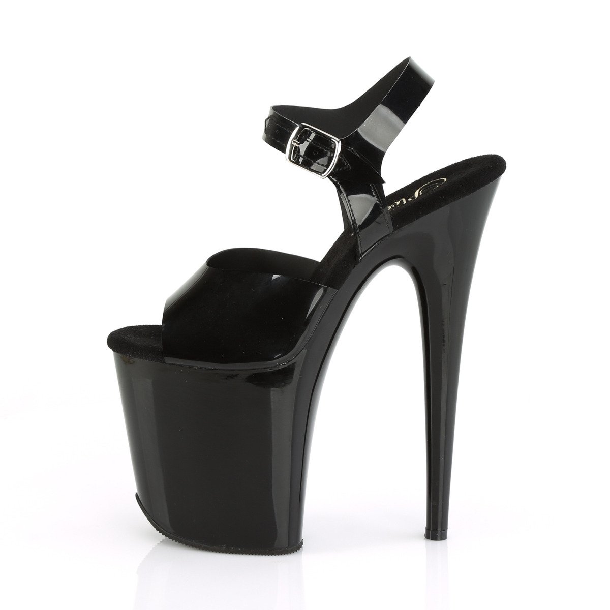 Pleaser Flamingo-808N BTPU/M - Čierne sandále na vysokej platforme
