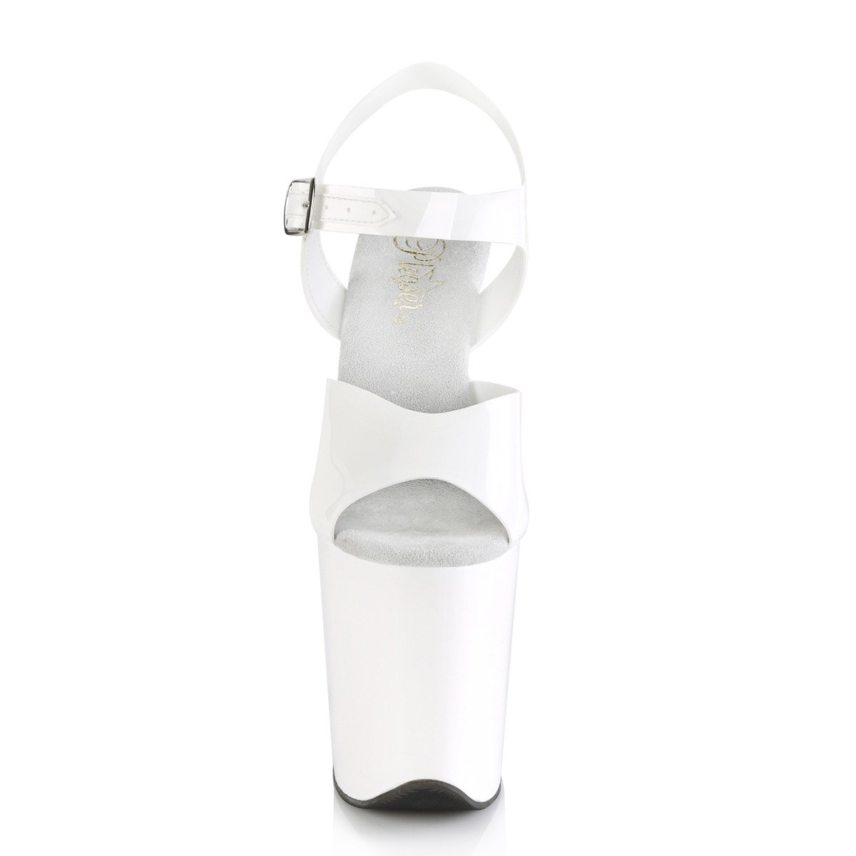 Pleaser Flamingo-808N WTPU/M - Biele sandále na vysokej platforme