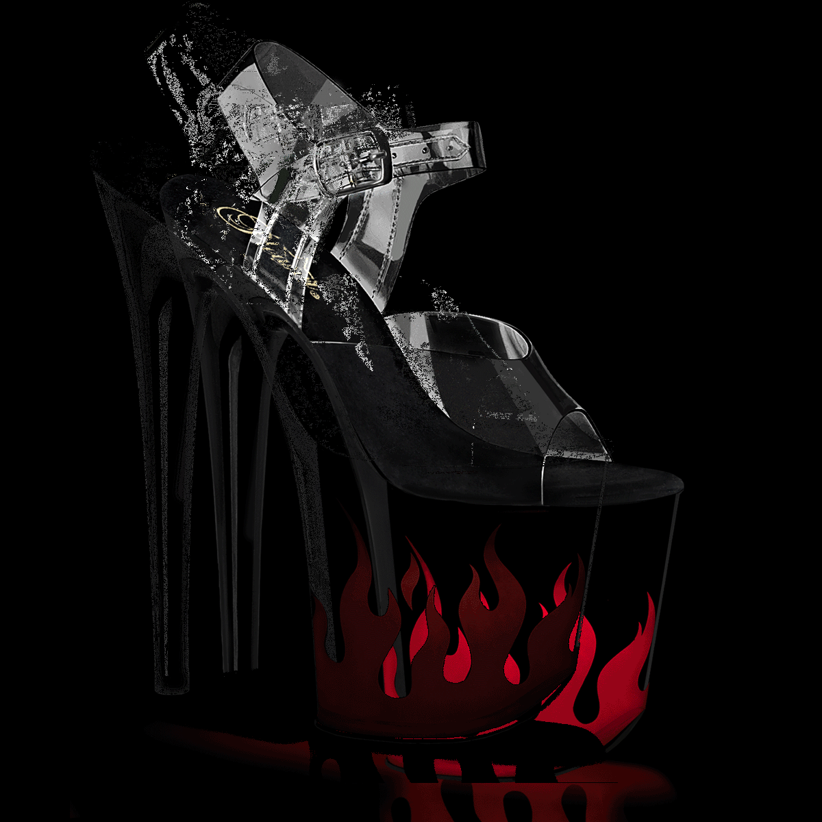 Pleaser Flamingo-808NLFL C/B-R - Priehľadné svietiace sandále na vysokej platforme