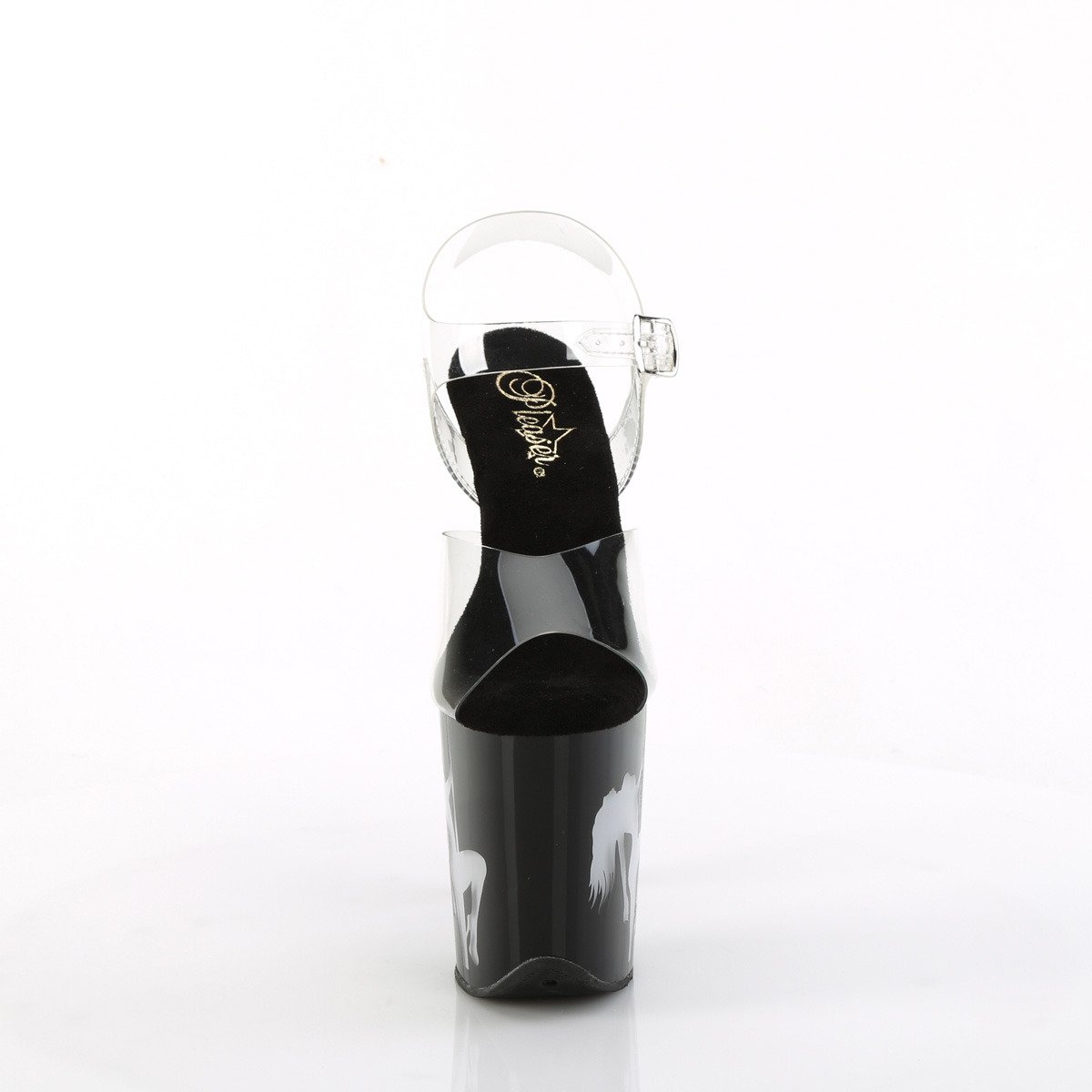 Pleaser Flamingo-808NLSG C/B-MC - Priehľadné svietiace sandále na vysokej platforme