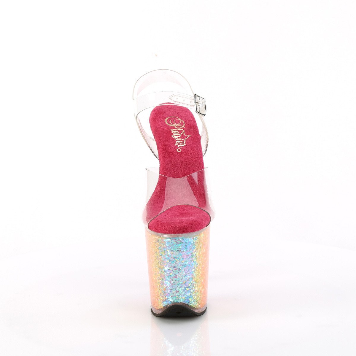 Pleaser Flamingo-808RG-02 C/RBOWG - Priehľadné sandále na vysokej platforme