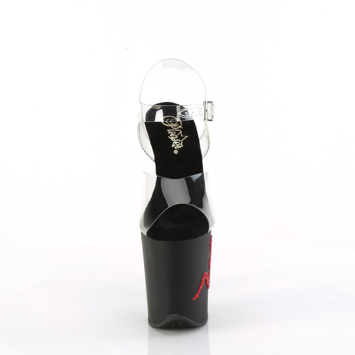 Pleaser Flamingo-808TGRS C/B-R - Priehľadné sandále na vysokej platforme