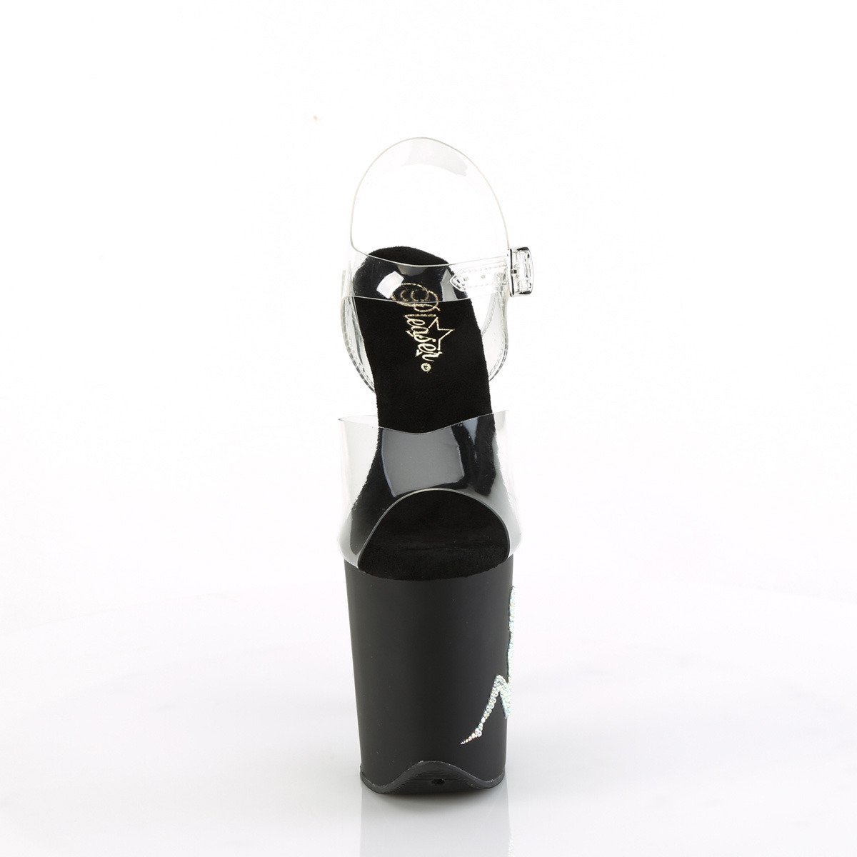 Pleaser Flamingo-808TGRS C/B-S - Priehľadné sandále na vysokej platforme