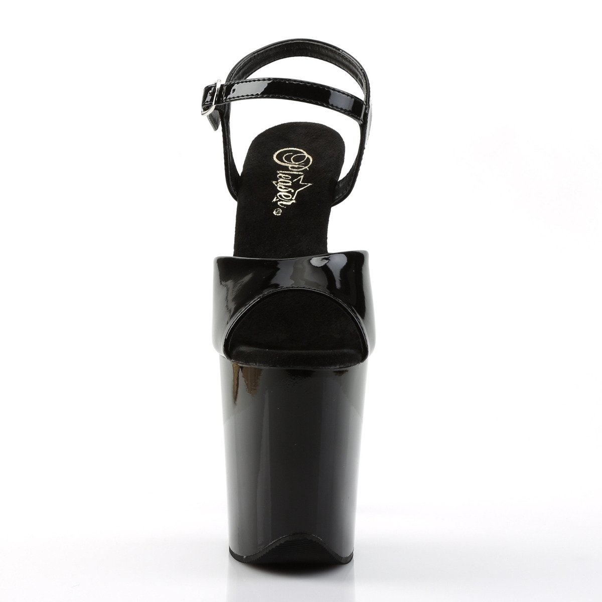 Pleaser Flamingo-809 B/M - Lesklé čierne sandále na vysokej platforme