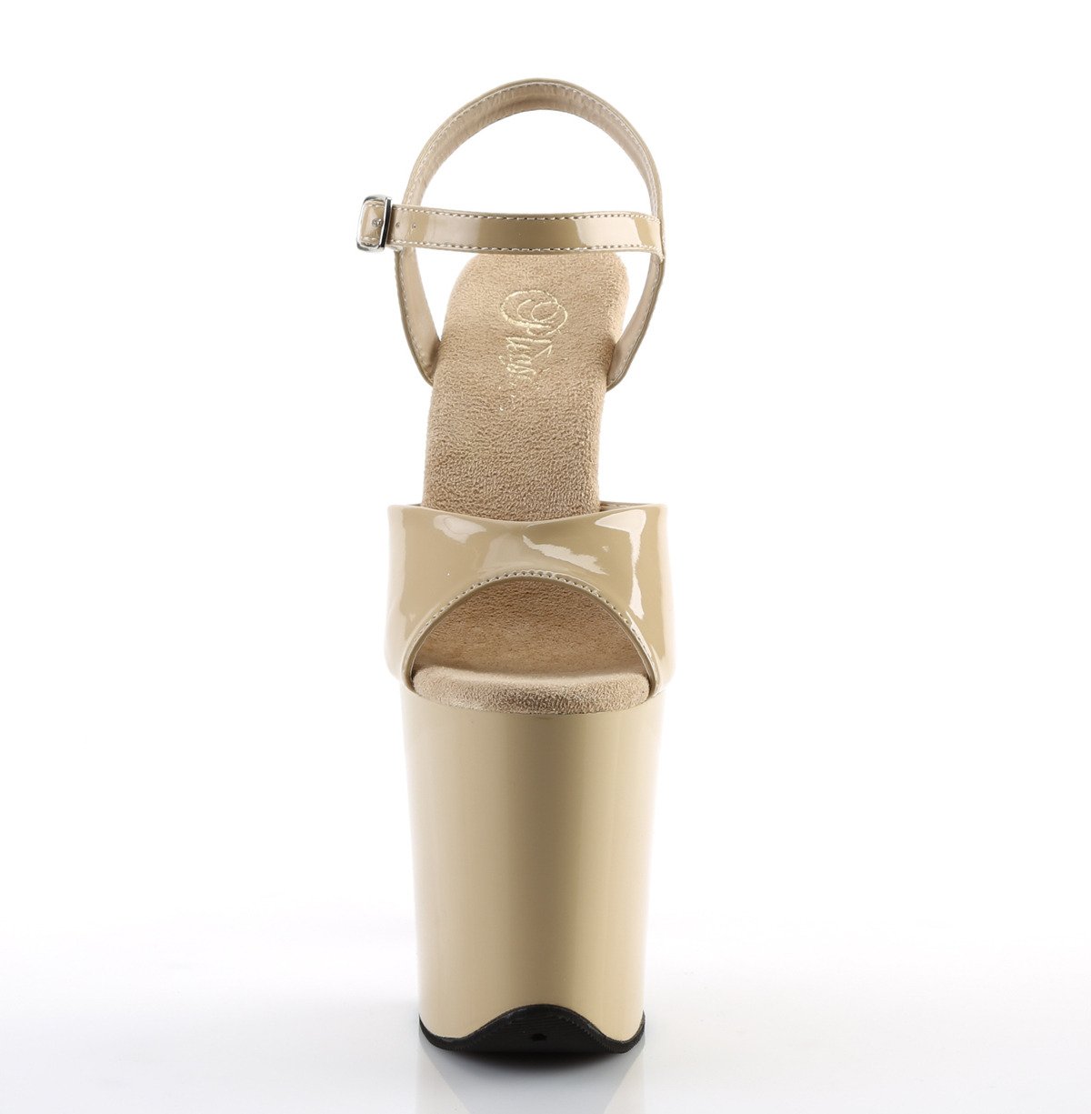 Pleaser Flamingo-809 CR/M - Lesklé béžové sandále na vysokej platforme