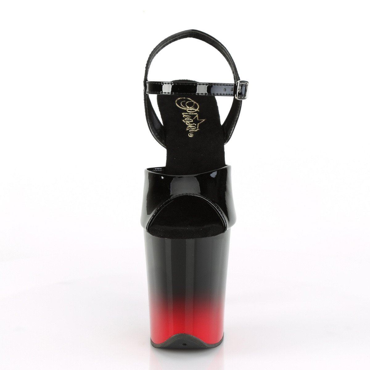 Pleaser Flamingo-809BR-H B/B-R - Lesklé čierne sandále na vysokej platforme