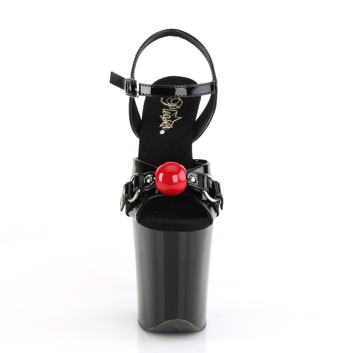 Pleaser Flamingo-809GB B/M - Lesklé čierne sandále na vysokej platforme