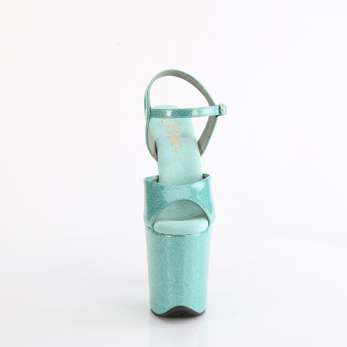 Pleaser Flamingo-809GP AQG/M - Lesklé tyrkysové sandále na vysokej platforme