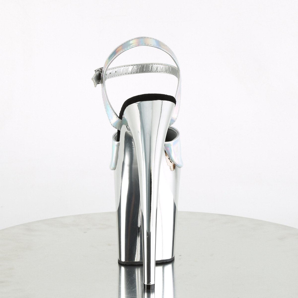 Pleaser Flamingo-809HG SHG/SCH - Lesklé strieborné sandále na vysokej platforme