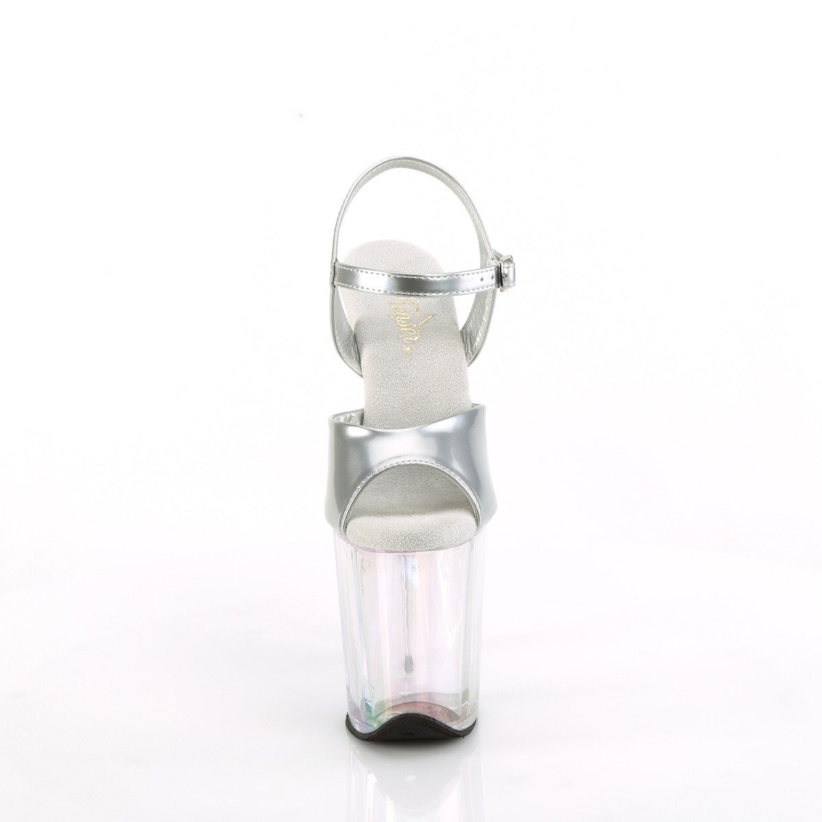 Pleaser Flamingo-809HT SHG/HG - Lesklé strieborné sandále na vysokej platforme
