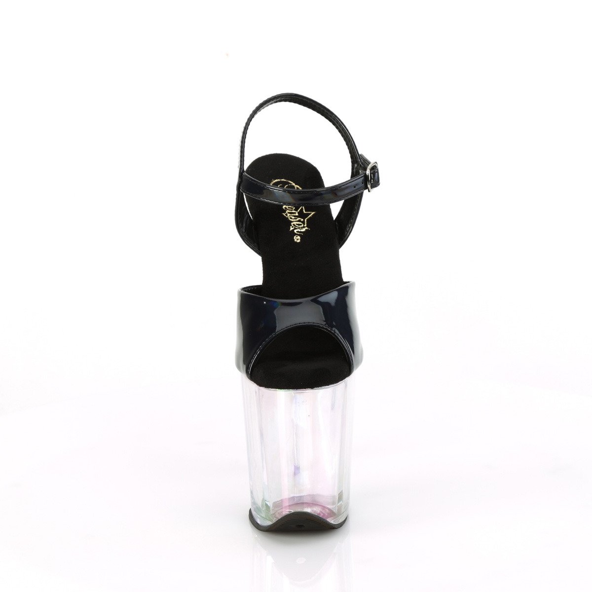 Pleaser Flamingo-809HT BHG/HG - Lesklé čierne sandále na vysokej platforme