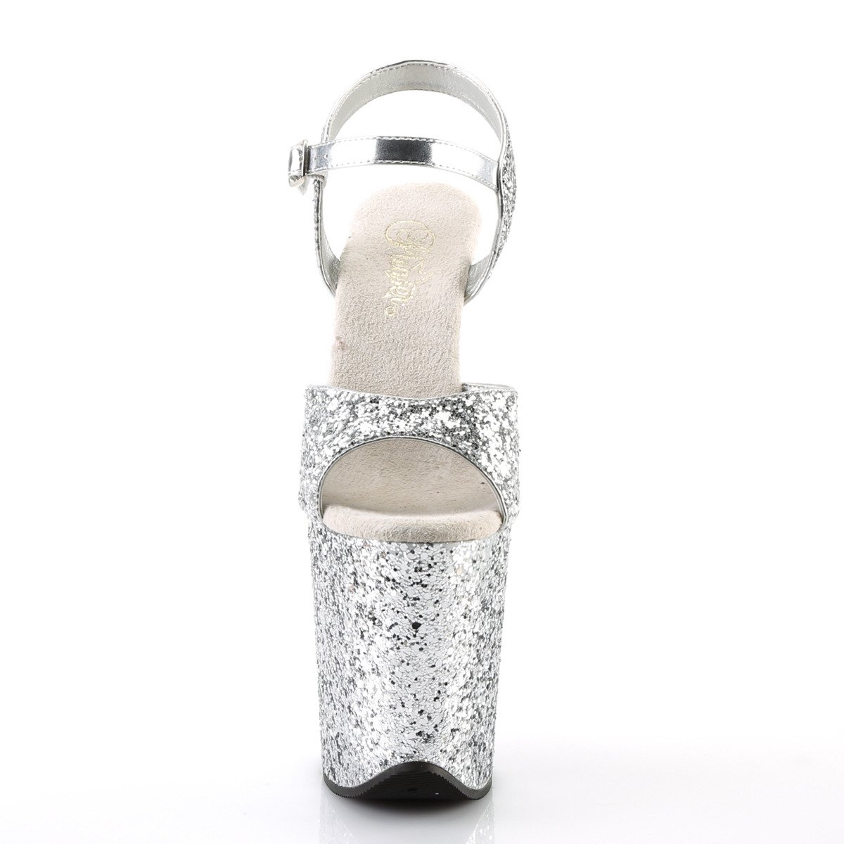 Pleaser Flamingo-810LG SG/M - Strieborné sandále na vysokej platforme