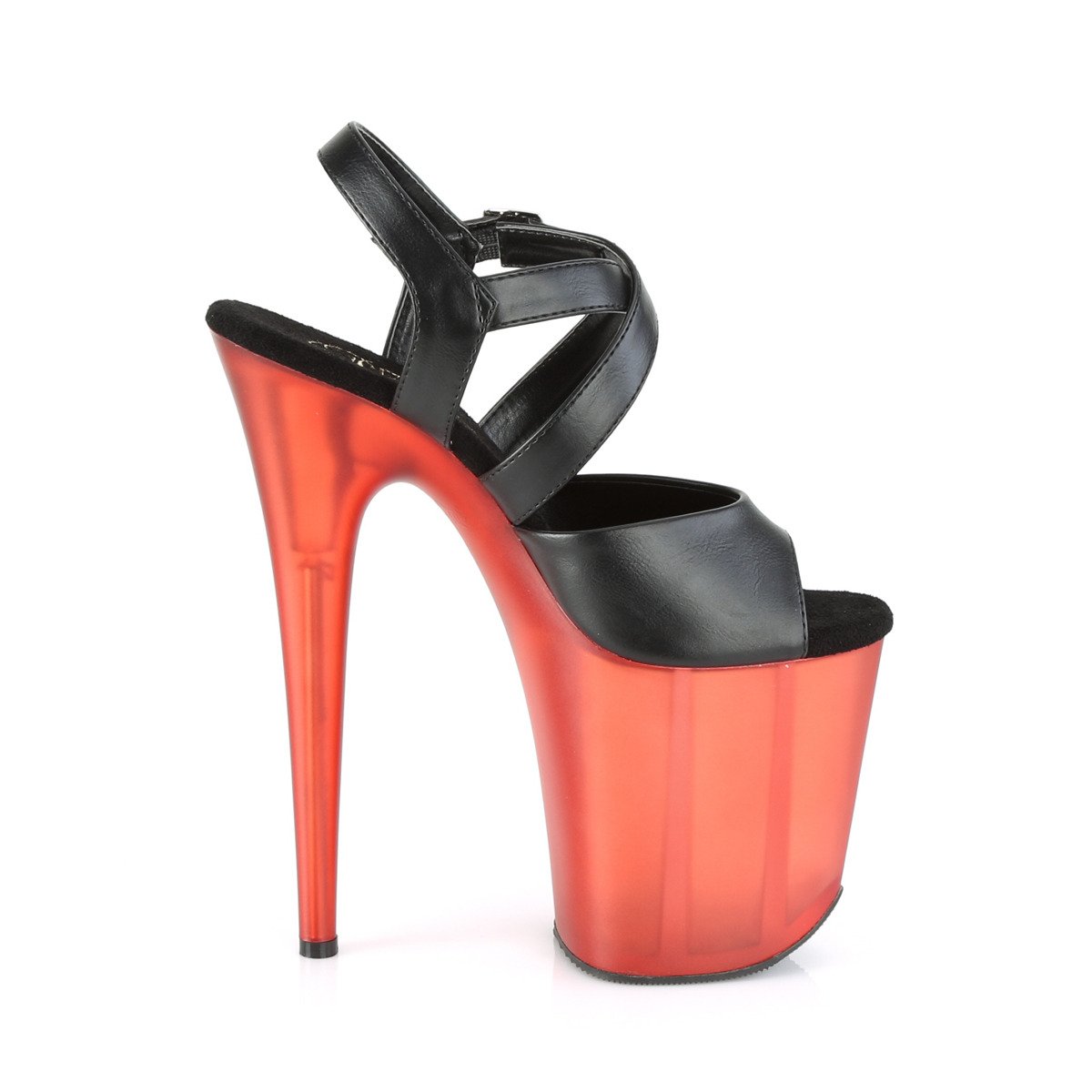 Pleaser Flamingo-822T BPU/R - Čierne sandále na vysokej platforme