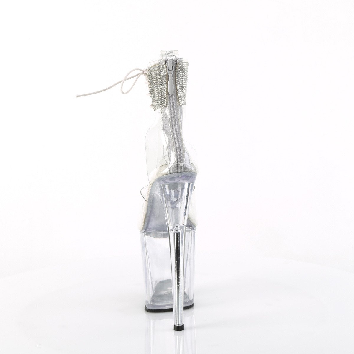 Pleaser Flamingo-824RS C/M - Priehľadné topánky s remienkom cez kotník na vysokej platforme