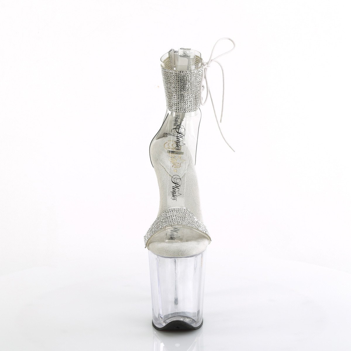 Pleaser Flamingo-827RS C-S/C - Priehľadné topánky s remienkom cez kotník na vysokej platforme