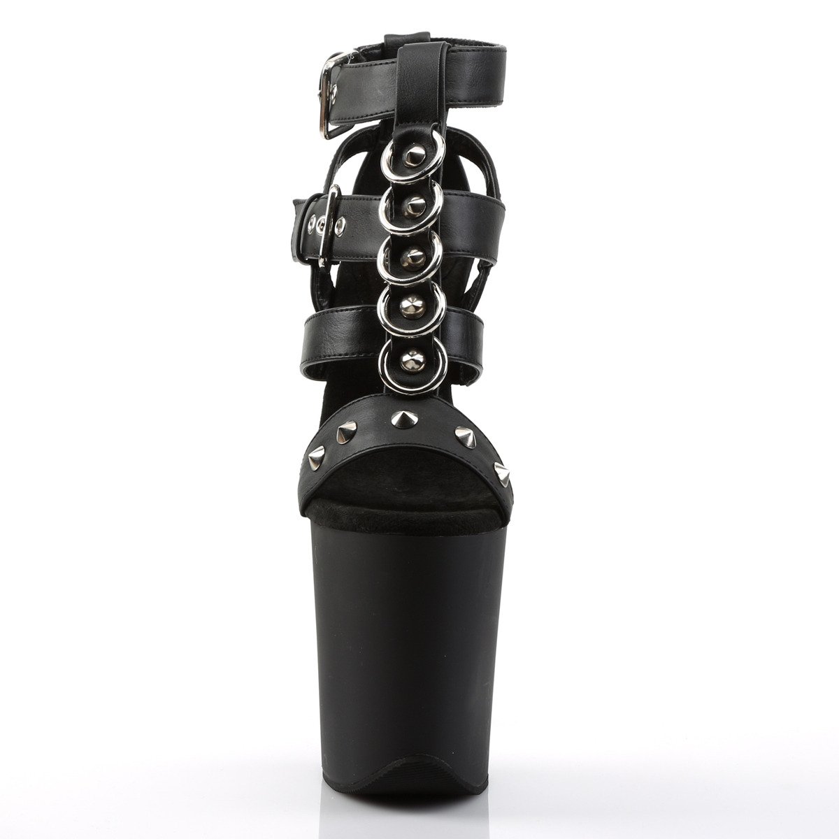 Pleaser Flamingo-858 BPU/M - Čierne topánky s remienkom cez kotník na vysokej platforme