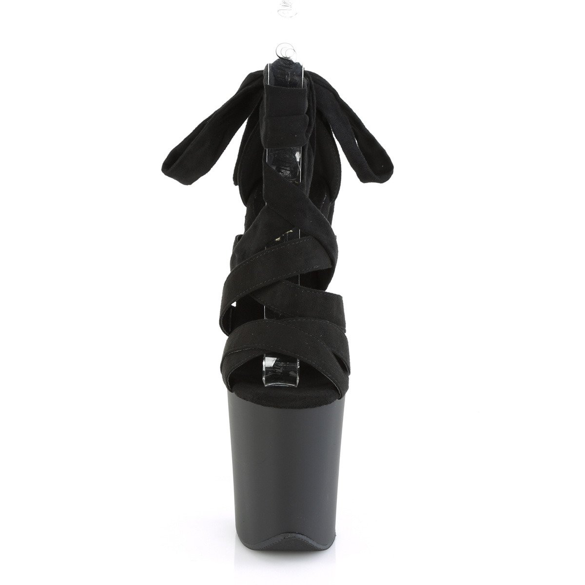 Pleaser Flamingo-876 BFS/M - Čierne topánky s remienkom cez kotník na vysokej platforme