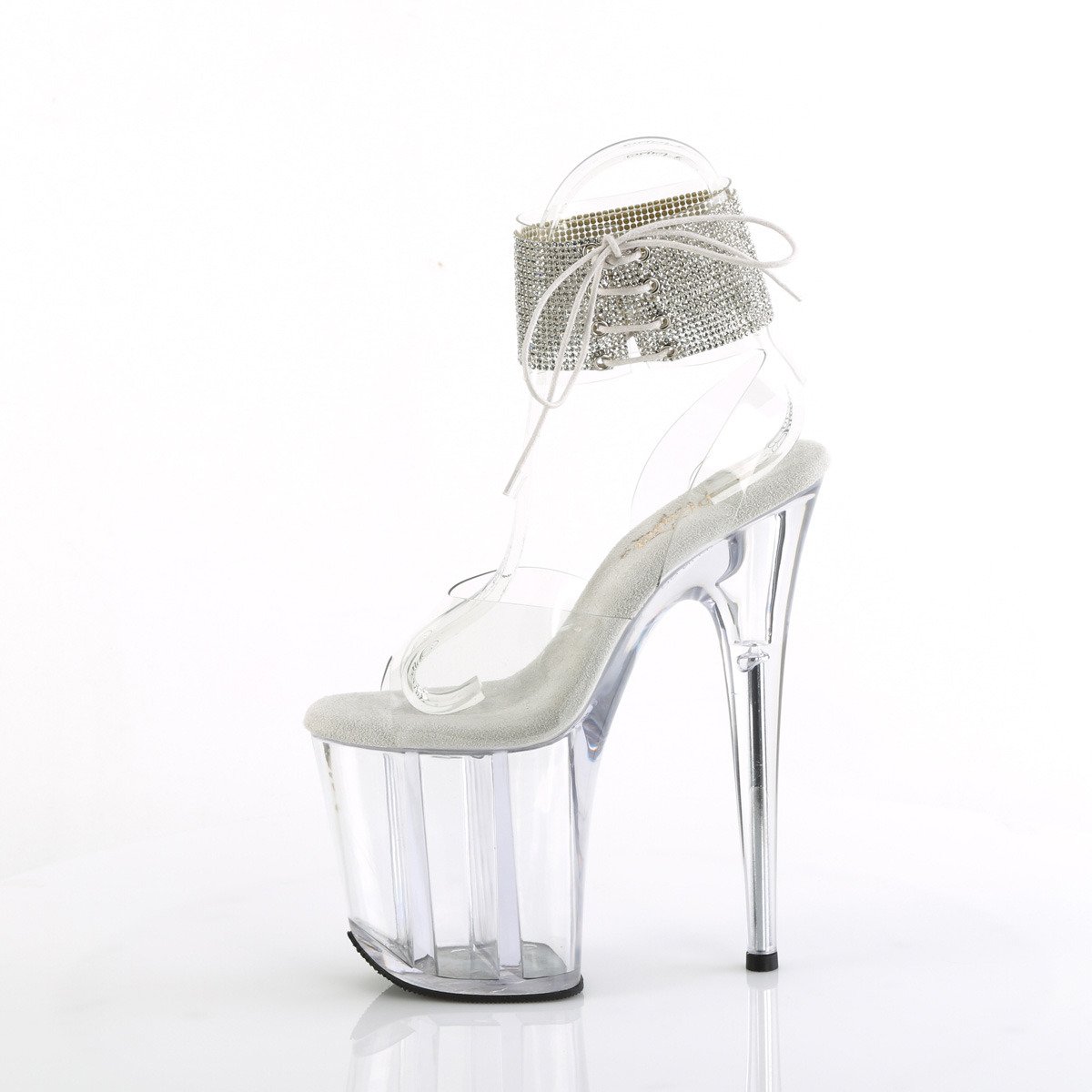 Pleaser Flamingo-891-2RS C/M - Priehľadné topánky s remienkom cez kotník na vysokej platforme